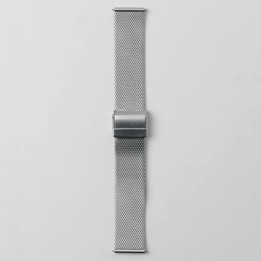 sazare さざれ SK01 腕時計 ユニセックス 38mm 日本製 ミニマル シンプル シルバー鏡面ケース / ホワイト文字盤 / シルバーメタルメッシュ / Ref. 01.01.00MEの画像