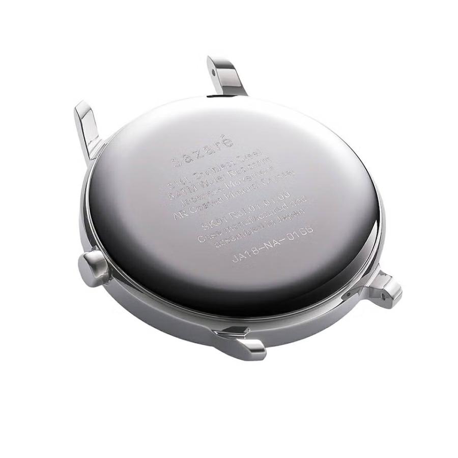 sazare さざれ SK01 腕時計 ユニセックス 38mm 日本製 ミニマル シンプル シルバー鏡面ケース / ホワイト文字盤 / シルバーメタルメッシュ / Ref. 01.01.00MEの画像