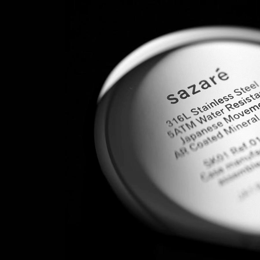 sazare さざれ SK01 腕時計 ユニセックス 38mm 日本製 ミニマル シンプル シルバー鏡面ケース / ホワイト文字盤 / シルバーメタルメッシュ / Ref. 01.01.00MEの画像