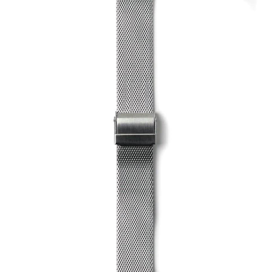 sazare さざれ SK01 腕時計 ユニセックス 38mm 日本製 ミニマル シンプル シルバー鏡面ケース / ブラック文字盤 / シルバーメタルメッシュ / Ref. 01.02.00MEの画像