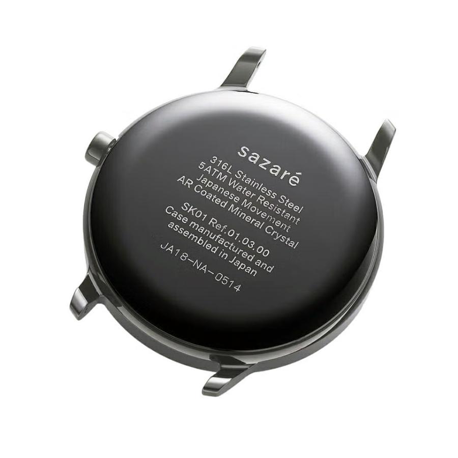 sazare さざれ SK01 腕時計 ユニセックス 38mm 日本製 ミニマル シンプル ブラック鏡面ケース / ブラック文字盤 / ブラックメタルメッシュ / Ref. 01.03.00MEの画像