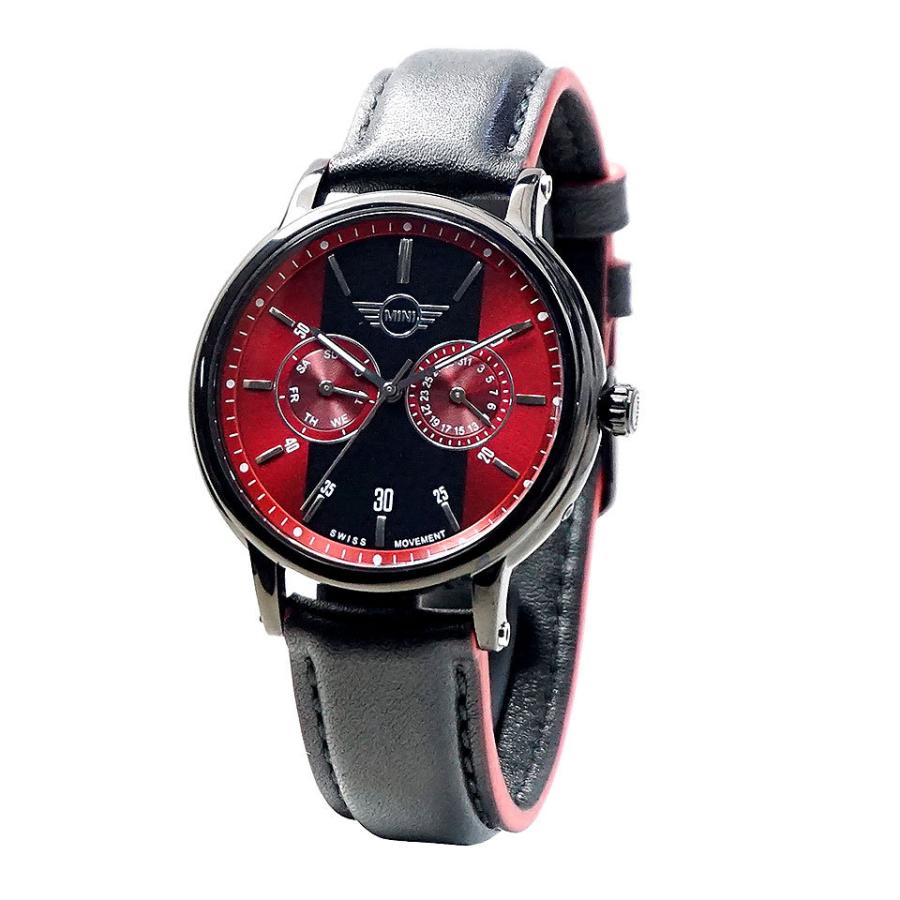 MINI Swiss Watches ミニ メンズ腕時計 160640 BLACK/RED スイス製クォーツ カレンダー機能 ミニクーパー レッド｜gl-branding｜02