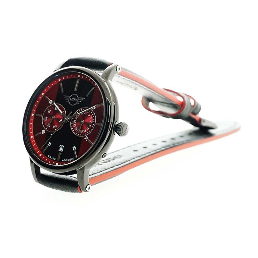 MINI Swiss Watches ミニ メンズ腕時計 160640 BLACK/RED スイス製クォーツ カレンダー機能 ミニクーパー レッド｜gl-branding｜03