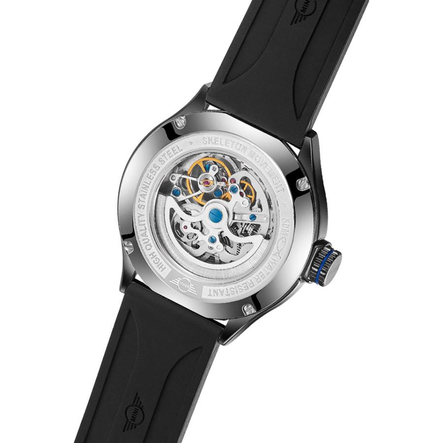 ミニ レディース腕時計 オートマティックウォッチ MINI AUTOMATIC WATCH 161805 ブラック 36mm 両面スケルトン 自動巻き シリコンラバー ミニクーパー 爆買の画像