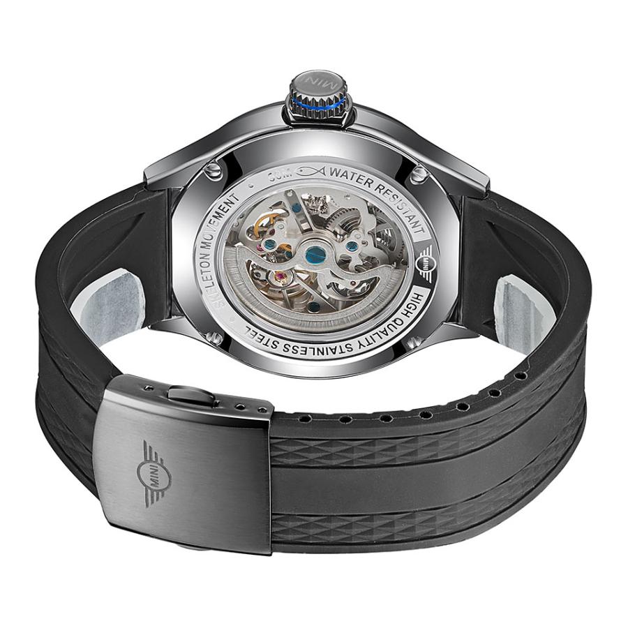 ミニ レディース腕時計 オートマティックウォッチ MINI AUTOMATIC WATCH 161805 ブラック 36mm 両面スケルトン 自動巻き シリコンラバー ミニクーパー 爆買の画像