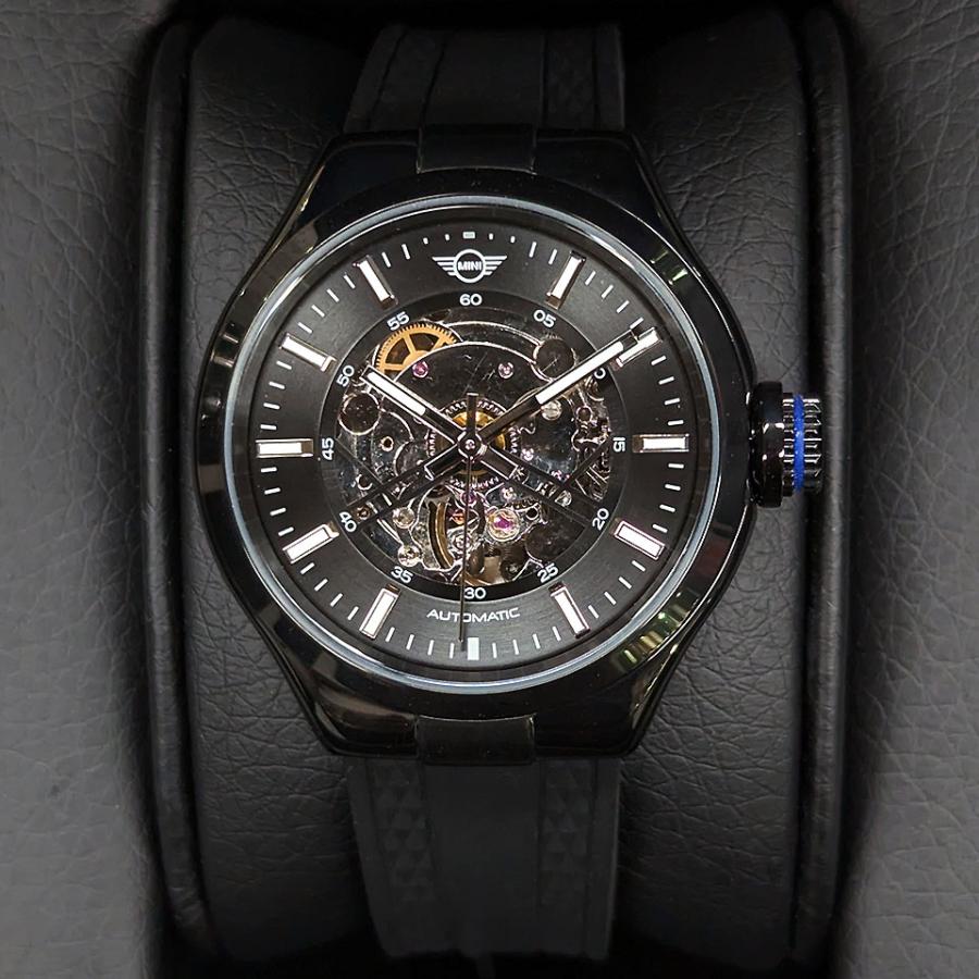 ミニ レディース腕時計 オートマティックウォッチ MINI AUTOMATIC WATCH 161805 ブラック 36mm 両面スケルトン 自動巻き シリコンラバー ミニクーパー 爆買の画像