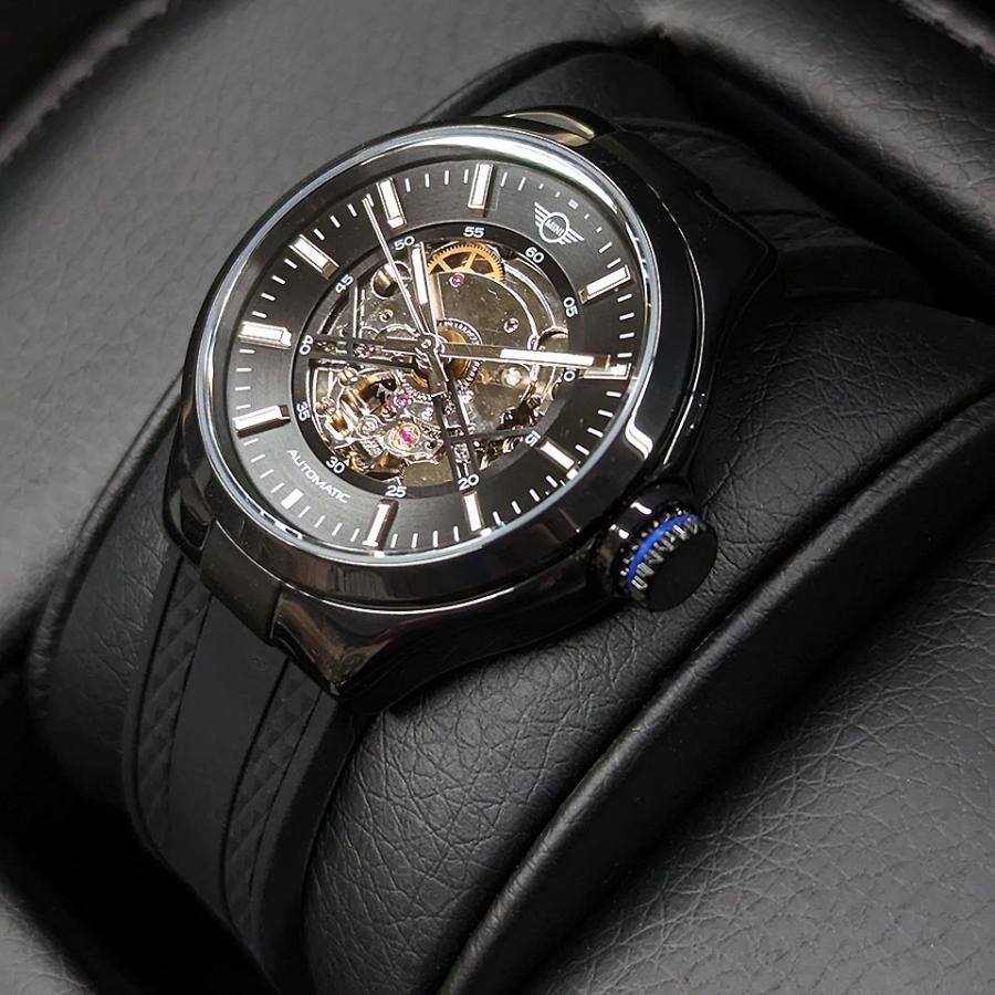 ミニ レディース腕時計 オートマティックウォッチ MINI AUTOMATIC WATCH 161805 ブラック 36mm 両面スケルトン 自動巻き シリコンラバー ミニクーパー 爆買の画像