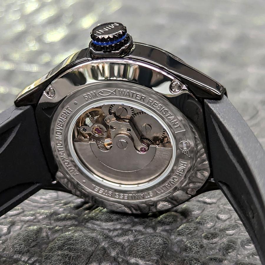 ミニ レディース腕時計 オートマティックウォッチ MINI AUTOMATIC WATCH 161805 ブラック 36mm 両面スケルトン 自動巻き シリコンラバー ミニクーパー 爆買の画像