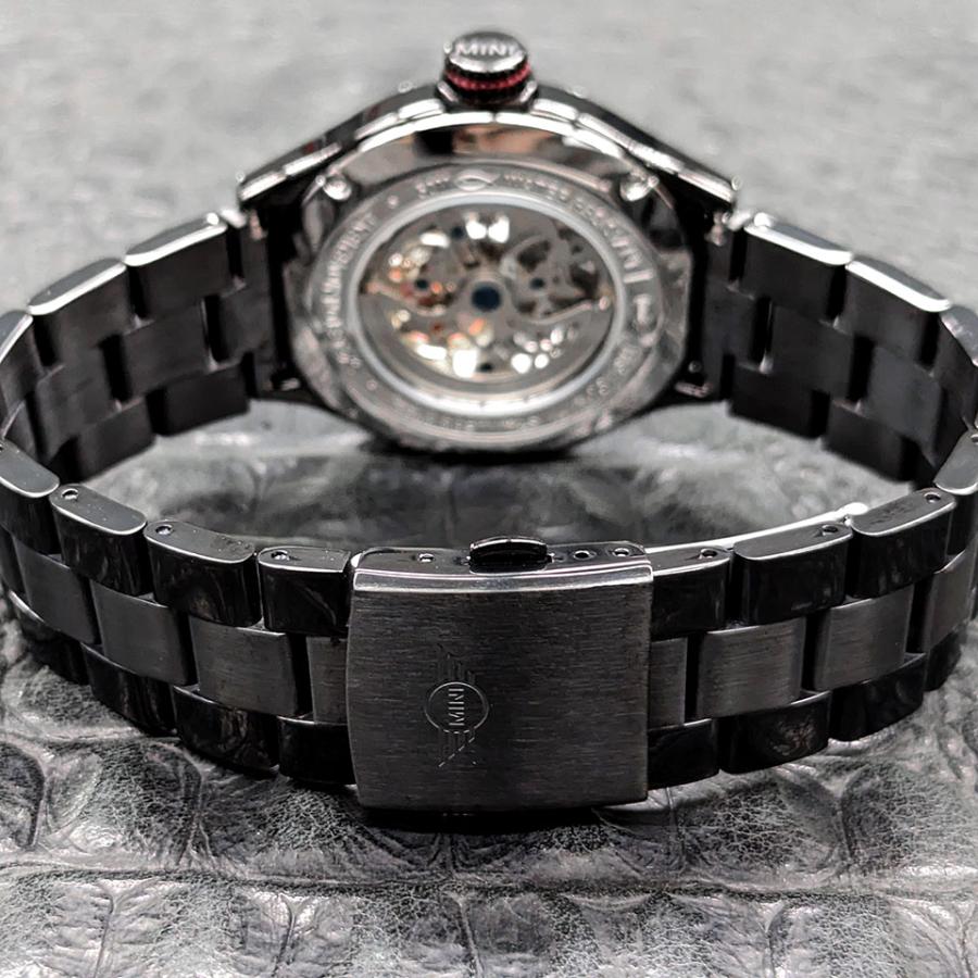 MINI AUTOMATIC WATCH 161809A ブラック/レッド 42mm メンズ腕時計 両面スケルトン SSブレスレット 自動巻き ミニ オートマティックウォッチ ミニクーパー｜gl-branding｜07