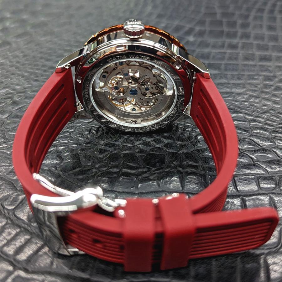 MINI AUTOMATIC WATCH MA-2 ミニ オートマティックウォッチ 162008 レッド 44mm メンズ腕時計 両面スケルトン 自動巻き シリコンラバー ミニクーパー｜gl-branding｜06