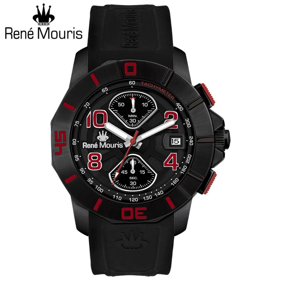 ルネモーリス メンズ腕時計 インフィニート Rene Mouris Infinite 90121RM3 クロノグラフ 黒文字盤 ブラックケース＆ベゼル 日本総代理店