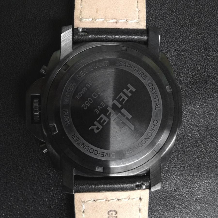 ヘルファー メンズ腕時計 HELFER DIVER ELEMENT CHRONODIVER CLASSIC オールブラック スイス時計 クロノグラフ ダイバーズ ビッグフェイスの画像