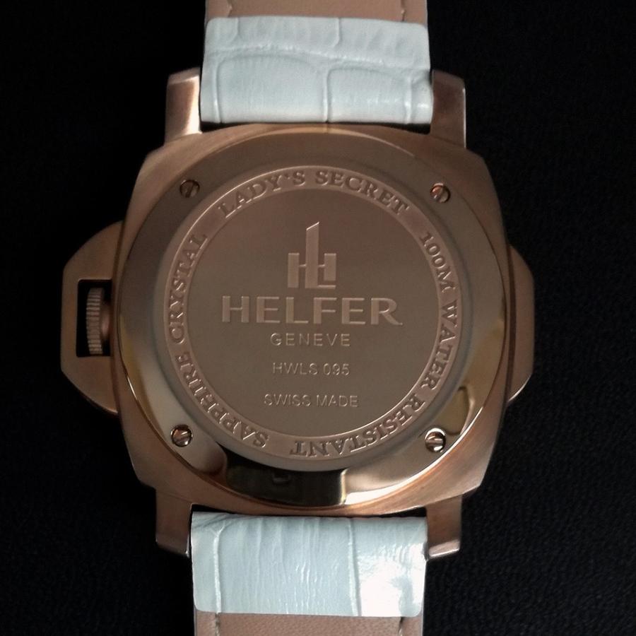 ヘルファー レディース腕時計 HELFER LADY'S SECRET ローズゴールド / パールホワイト / ホワイト スイス時計 ビッグフェイス 日本総代理店の画像