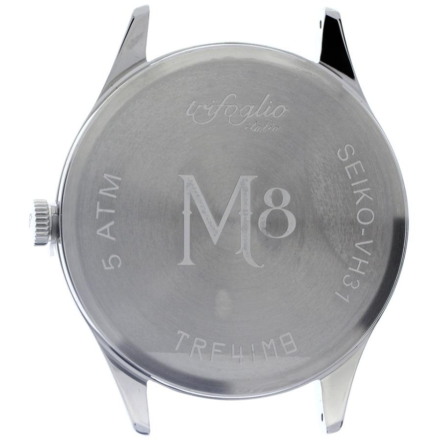 トリフォグリオ メンズ腕時計 Trifoglio Italia M8 スイープセコンド 黒文字盤 ミラネーゼブレスレット SSメッシュベルト イタリア時計 セイコーVH-31｜gl-branding｜06