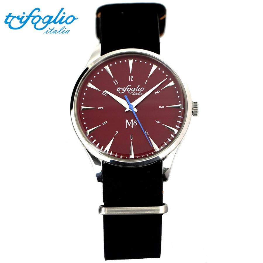 トリフォグリオ メンズ腕時計 Trifoglio Italia M8 スイープセコンド 赤文字盤 黒ヌバックレザー Natoストラップ イタリア時計 セイコーvh 31 M8511ssrd Global Branding 通販 Yahoo ショッピング