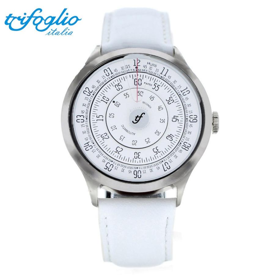 トリフォグリオ ミリメトロ Trifoglio Italia 回転ディスクウォッチ 白文字盤 Millimetro Ml131sswh 腕時計 回転ディスクウォッチ 白文字盤 イタリア メンズ時計 Branding 自動巻き Ml131sswh ホワイトレザーストラップ Global