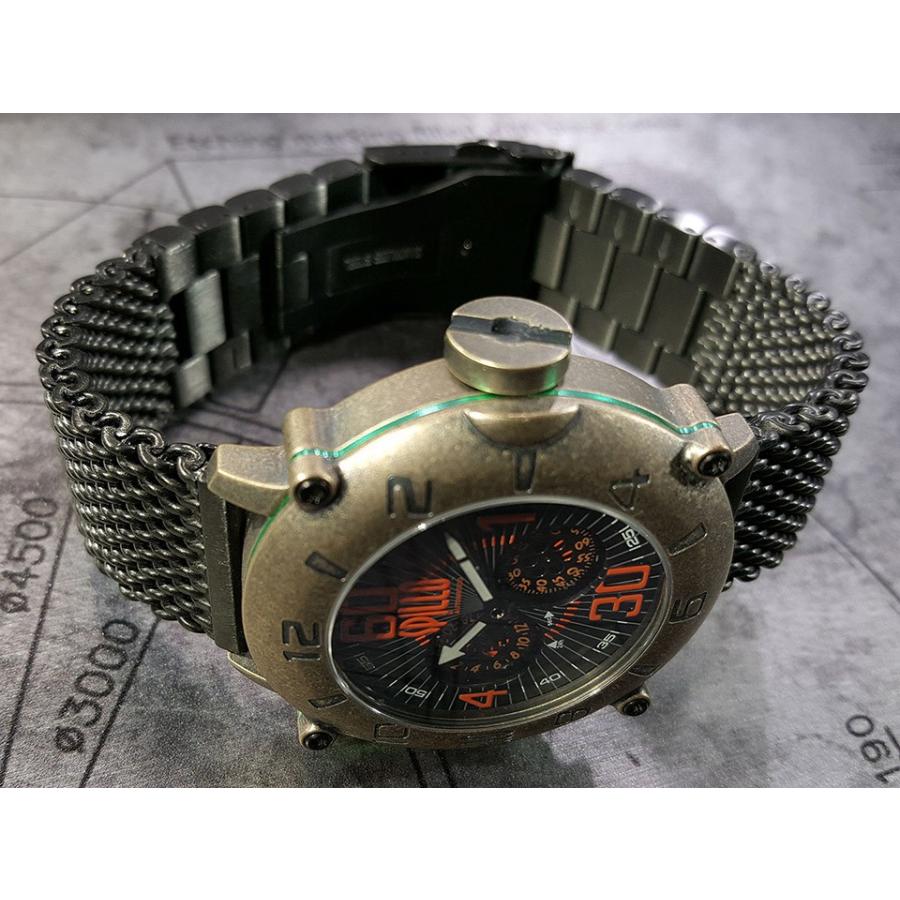 スピーロ メンズ腕時計 自動巻き SPILLO OUTLAW OL1000V6B-MK ブロンズ オレンジインデックス イタリア時計 SSメッシュブレスレット 日本総代理店の画像