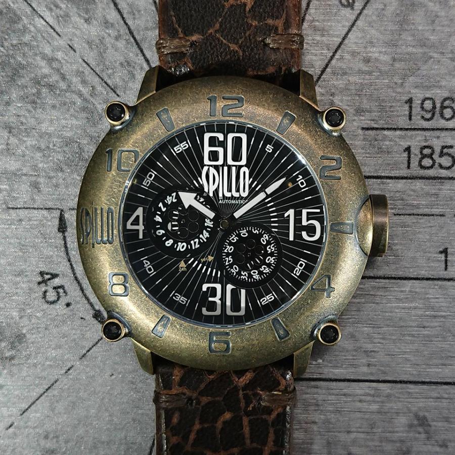 スピーロ メンズ腕時計 自動巻き SPILLO OUTLAW OL917KB-13BROWN ブロンズ / ブラウン イタリアンレザー 日本総代理店の画像