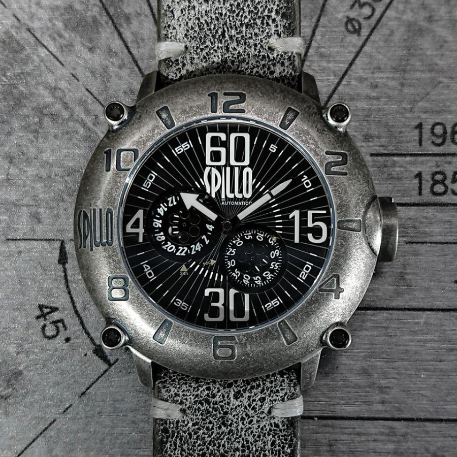 スピーロ メンズ腕時計 自動巻き SPILLO OUTLAW OL917KS-06GREY スティール / グレー イタリアンレザー 日本総代理店の画像
