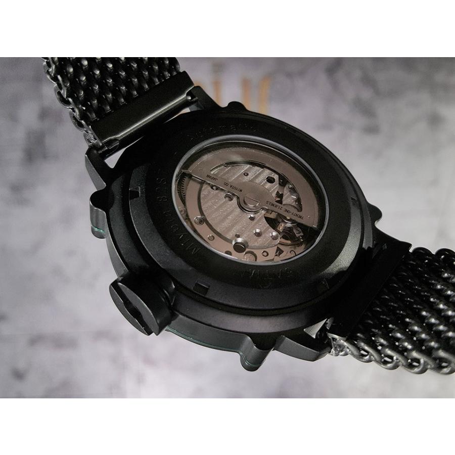 スピーロ メンズ腕時計 自動巻き SPILLO OUTLAW OLP4K-MK ブラック レッドインデックス イタリア時計 ミラネーゼブレスレット 日本総代理店の画像