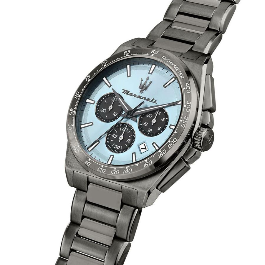 メンズ腕時計 マセラティ ウォッチ ベロチタ シエロブルー/ガンメタル 43MM クロノグラフ SSブレスレット Maserati Watches VELOCITAの画像