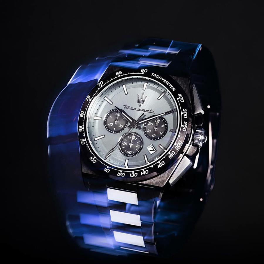 メンズ腕時計 マセラティ ウォッチ ベロチタ シエロブルー/ガンメタル 43MM クロノグラフ SSブレスレット Maserati Watches VELOCITAの画像