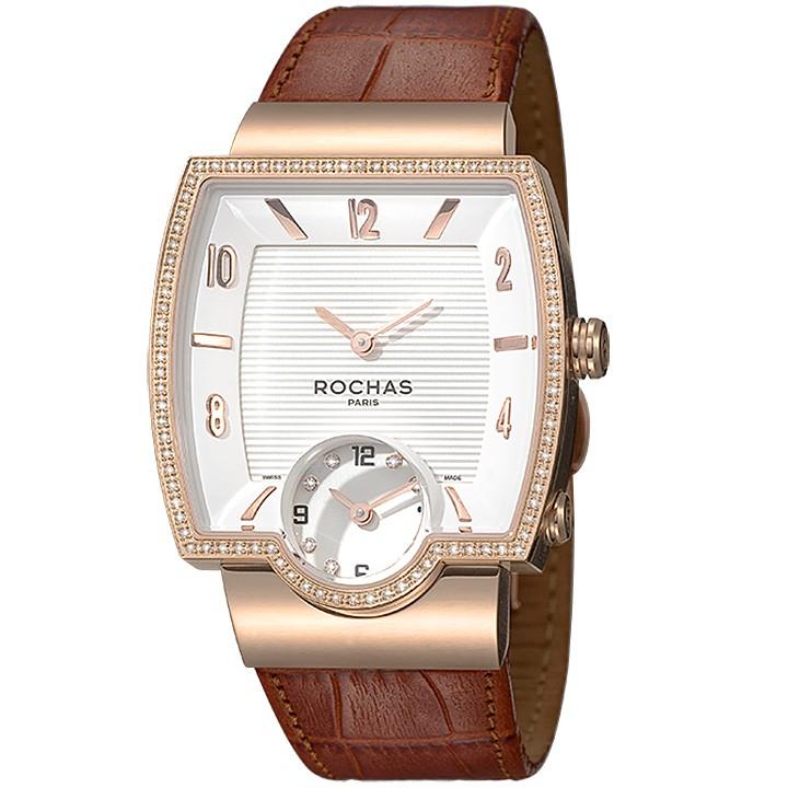 お取り寄せのフランスのラグジュアリーブランド Rochas ロシャス メンズ時計 Rj50 Rochas ロシャス メンズ時計 ホワイト ローズゴールド ブラウン ダイヤモンド スクエアフェイス ダイヤモンド Rhmrwd Global フランスのラグジュアリーファッションブランド