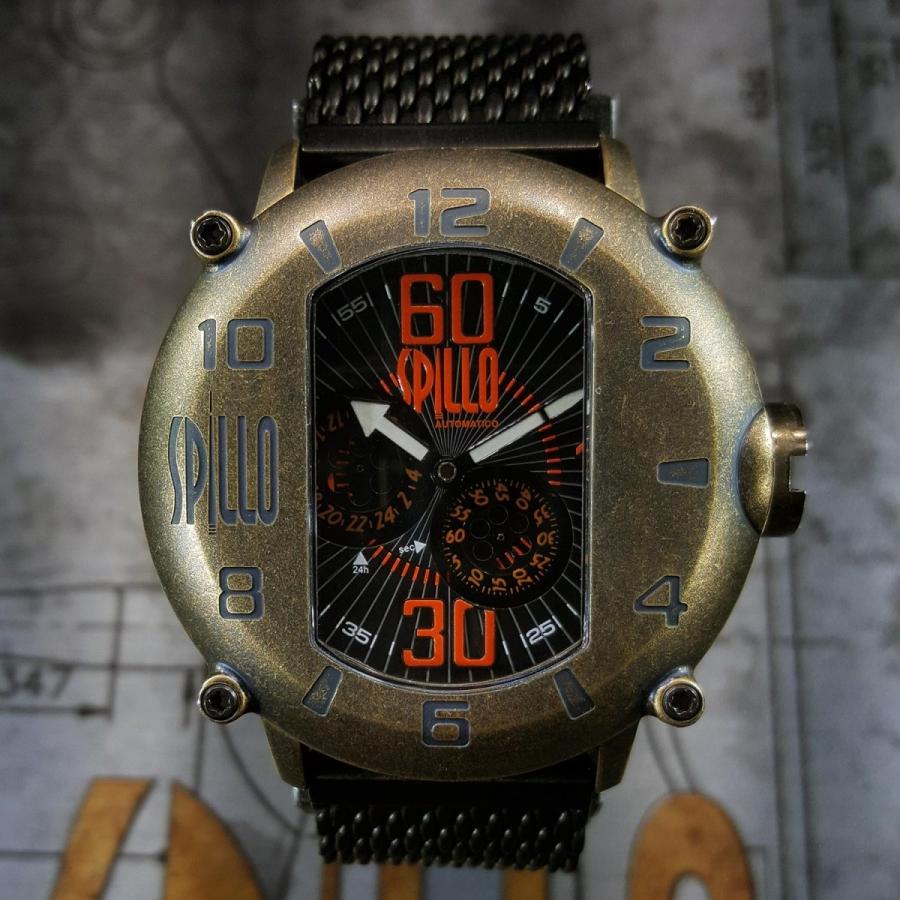 スピーロ メンズ 機械式腕時計 SPILLO SPEED DEMON SD1000V6B-MK ブロンズ オレンジインデックス イタリア時計 SSメッシュブレスレット 日本総代理店の画像