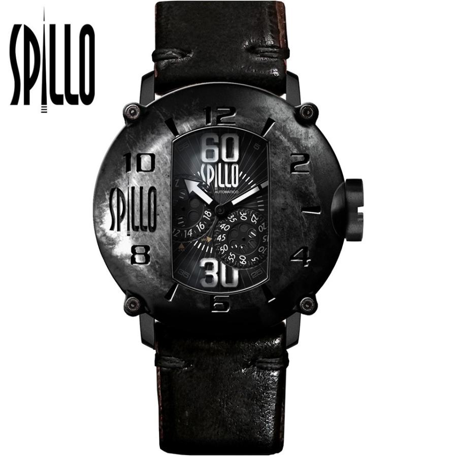 新入荷 SD917KK-02BLACK DEMON SPEED SPILLO 機械式腕時計 メンズ スピーロ マットブラック 日本総代理店 馬革 ホースレザー ブラック / 腕時計