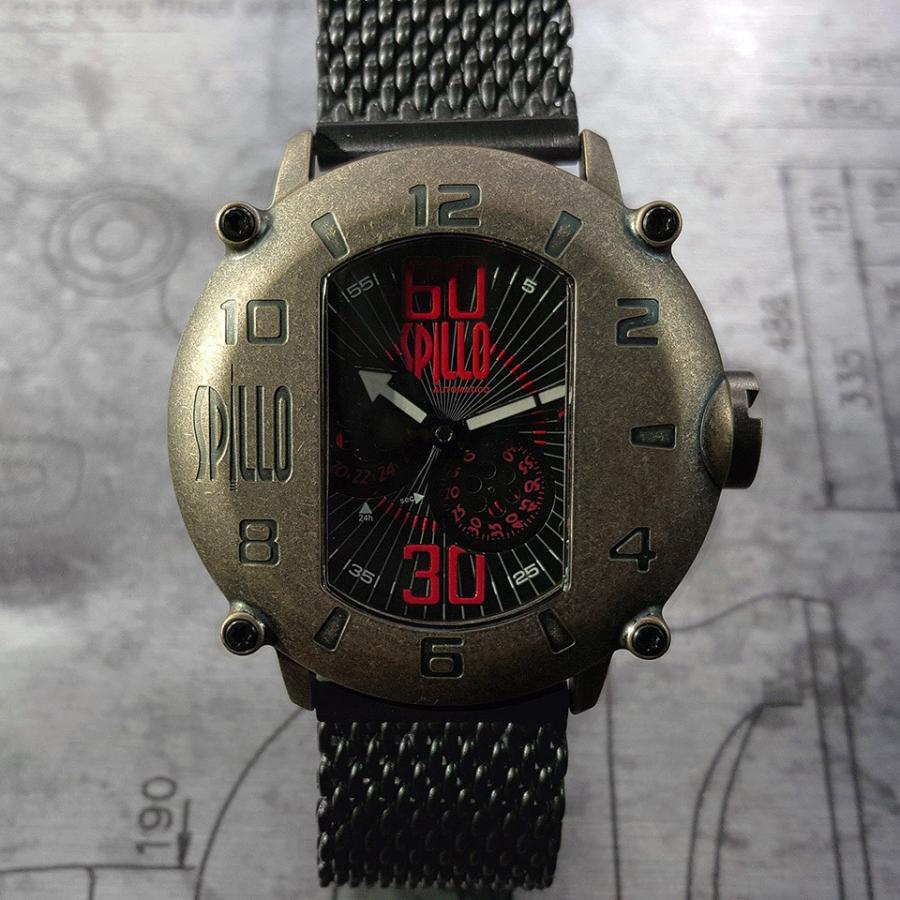 スピーロ メンズ 機械式腕時計 SPILLO SPEED DEMON SDP4B-MK ブロンズ レッドインデックス イタリア時計 ミラネーゼブレスレット 日本総代理店の画像