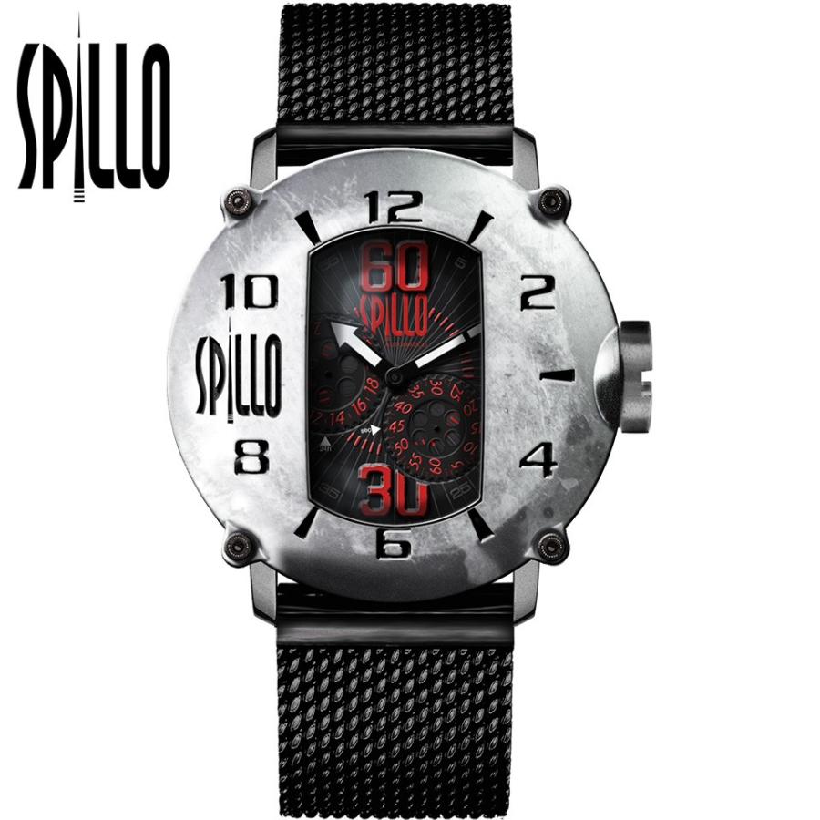 スピーロ メンズ 機械式腕時計 SPILLO SPEED DEMON SDP4S-MK スティール レッドインデックス イタリア時計 ミラネーゼブレスレット 日本総代理店