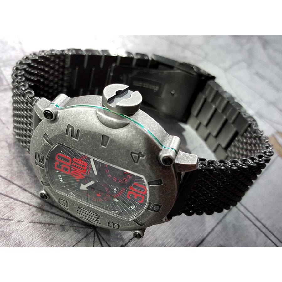 スピーロ メンズ 機械式腕時計 SPILLO SPEED DEMON SDP4S-MK スティール レッドインデックス イタリア時計 ミラネーゼブレスレット 日本総代理店の画像