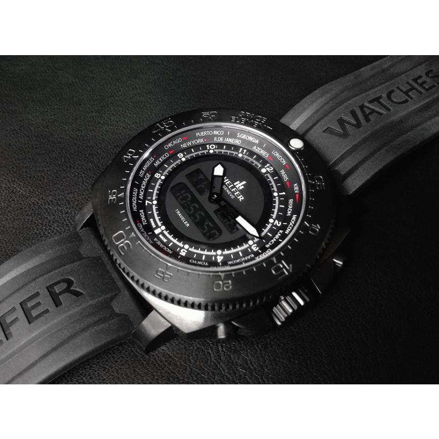ヘルファー メンズ腕時計 HELFER SPACE ELEMENT GLOBE TRAVELER オールブラック ワールドタイム デジアナ ビッグフェイス スイス時計 日本総代理店の画像