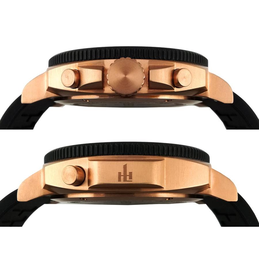 ヘルファー メンズ腕時計 HELFER SPACE ELEMENT GLOBE TRAVELER ローズゴールド / ブラック ワールドタイム デジアナ ビッグフェイス スイス時計 日本総代理店の画像