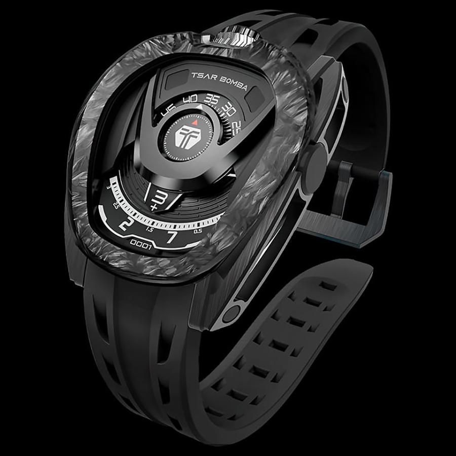 サーボンバ リアクター 腕時計 ブラック＆レッドTB8213A-06 自動巻き TSAR BOMBA サーボンバ リアクター メンズ腕時計 ブラック＆レッド