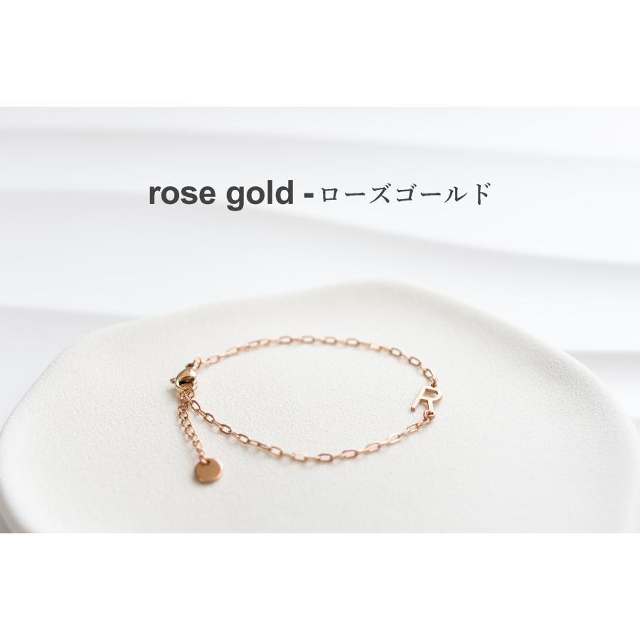 ブレスレット イニシャル 華奢 細い ステンレス レディース ゴールド 