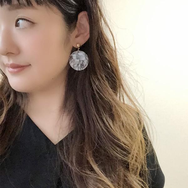 gulamu jewelry サークル プレートピアス アクリル レトロ お洒落 大人 