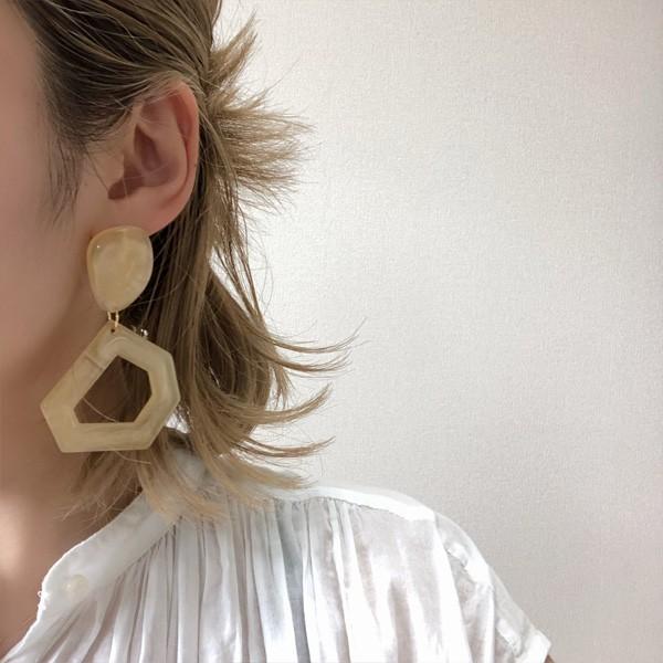gulamu jewelry 大理石風 ピアス おおぶり レトロ アクリルピアス  