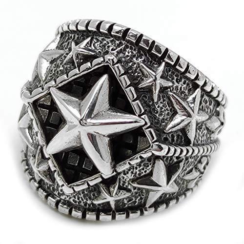 シルバー925 スター リング 重厚感 星 メンズ 指輪 17〜21 (21号) SVRI-008-21