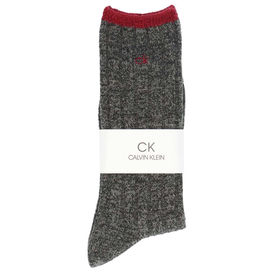 Calvin Klein カルバンクライン 日本製 毛混 リブ トップライン クルー丈 メンズ カジュアル ソックス 靴下 男性 メンズ ...
