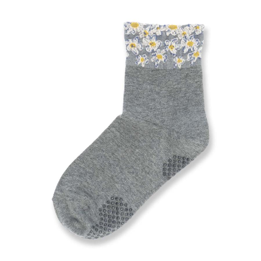 DAKS（ダックス） レディース 靴下 履き口花柄フラット 綿混 日本製 足