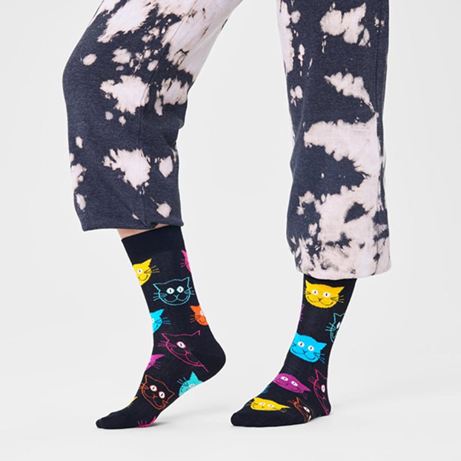 Happy Socks ハッピーソックス Cat キャット クルー丈 ソックス 靴下 ユニセックス メンズ レディース 10201111 