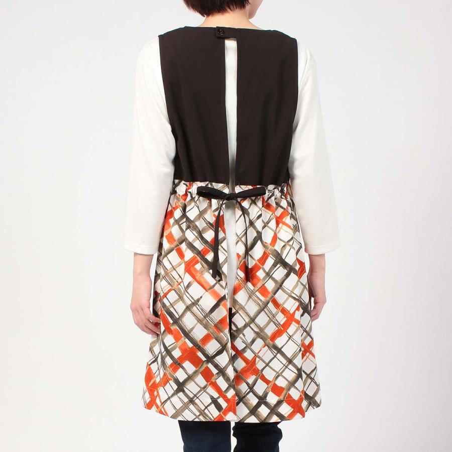 DAKS &times; YOCO NAGAMIYA COLLABORATION ダックス ウォーターカラーハウスチェック柄 ポリエステル100％ 後結び 背付き エプロン レディース 70093023