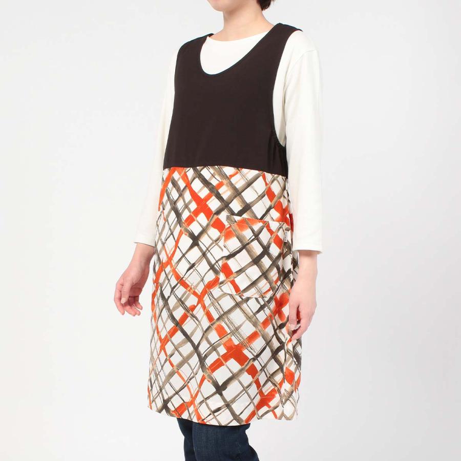 DAKS &times; YOCO NAGAMIYA COLLABORATION ダックス ウォーターカラーハウスチェック柄 ポリエステル100％ 後結び 背付き エプロン レディース 70093023