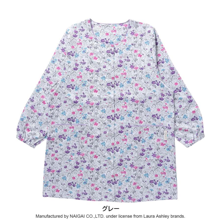 LAURA ASHLEY ローラ アシュレイ 形態安定加工 シュロプシャーポージー柄 綿混 前ボタン 割烹着 かっぽう着 スモック レディース エプロン 70283022｜glanage｜04