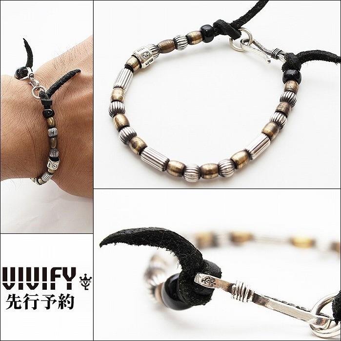 ビビファイ VIVIFY ブレスレット ビーズ　シルバーSilver Ball&Barrel Bracelet /Brass Mixブラック 受注生産