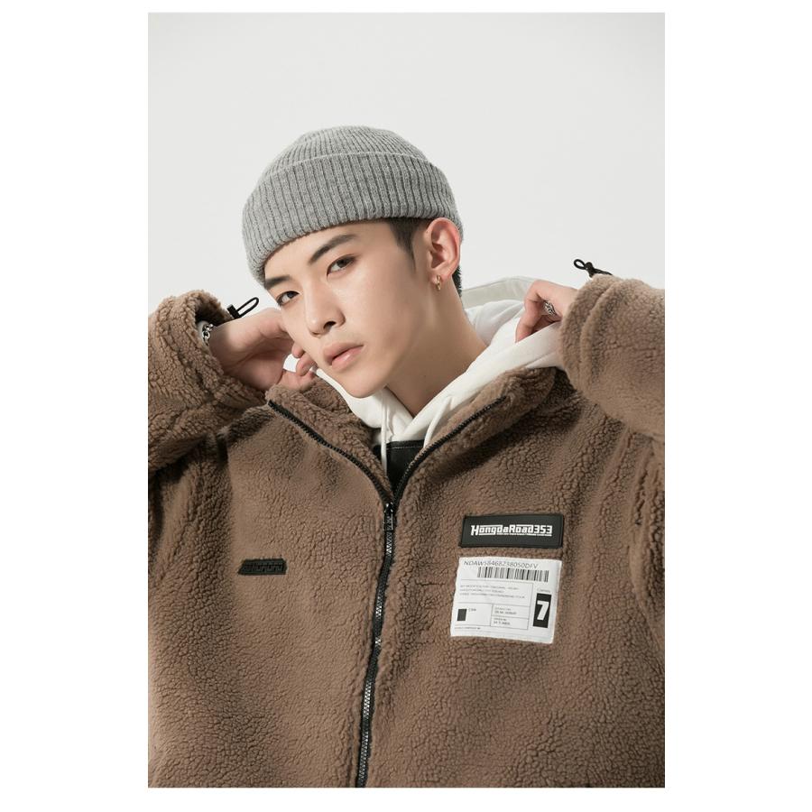 ボアジャケット メンズ フリース ビッグシルエット 中綿ジャケット もこもこ 立ち襟 アウター モコモコ コート パーカー ブルゾン 厚手 秋冬 高品質 暖かい Y Glanz 通販 Yahoo ショッピング