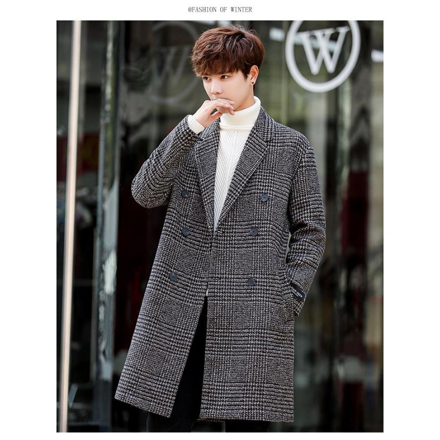 チェスターコート メンズ パーカー ロングコート カジュアルコート ビジネス 秋 冬 秋服 冬服 グレンチェック チェック柄 通勤 通学 細身 韓国 おしゃれ Y Glanz 通販 Yahoo ショッピング