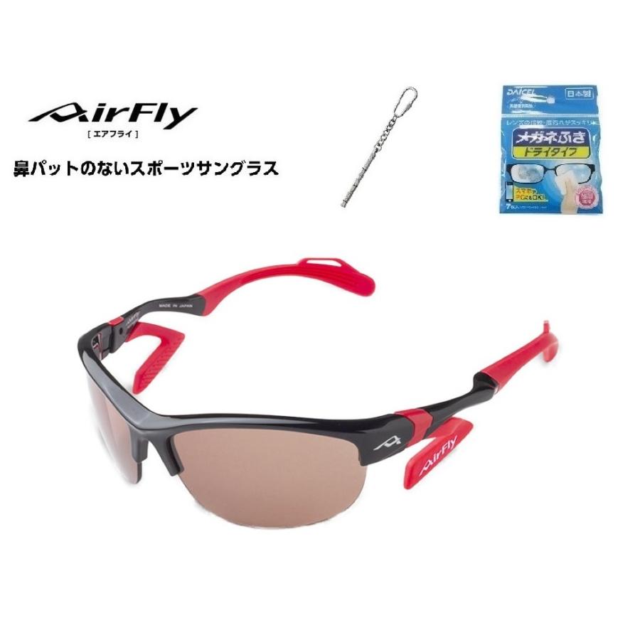 「10%offクーポン券発行中」 AirFly エアフライ サングラス AF-304 C-1S  スポーツサングラス ノーズパッドレス 鼻あてなし UVカット 軽い 曇らない 日本の画像