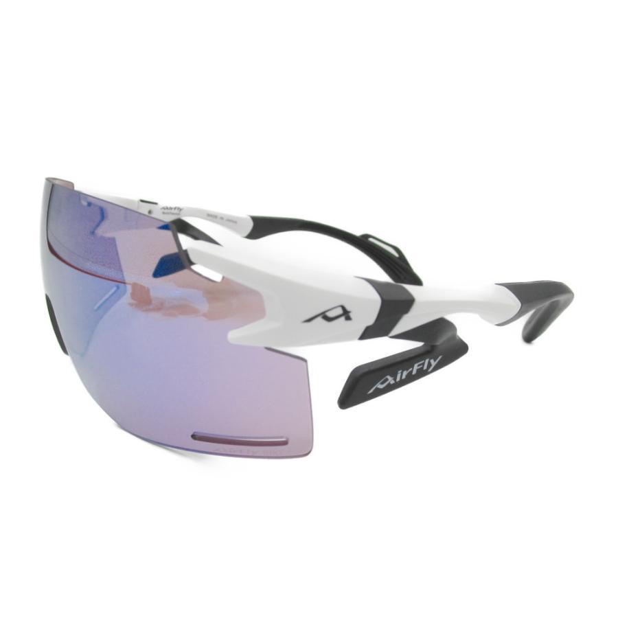 AirFly エアフライ サングラス AF-301 C-2BK スポーツサングラス ノーズパッドレス 鼻あてなし UVカット 軽い 曇らない 鯖江市 ミラーレンズ 国内正規商品の画像